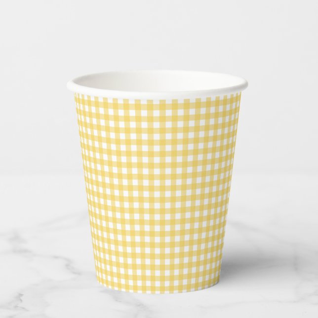 Gobelets En Papier Tasses en papier En vichy jaune Lauren (Recto)
