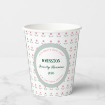 Tasses en papier Famille Fleur Rose 8 oz.
