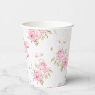 Gobelets En Papier Tasses en papier Fête de Jardin aux Roses Roses et