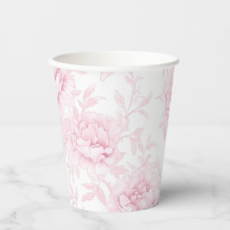 Gobelets En Papier Tasses en papier Fête de Jardin Contour Rose Fardé