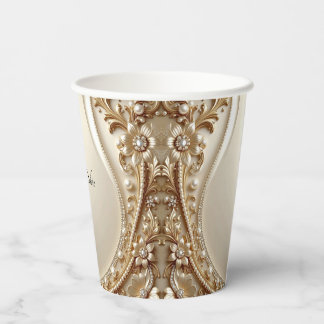 Gobelets En Papier Tasses en papier florales ornementales élégantes e