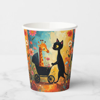 Gobelets En Papier Tasses en papier girafe de chat mignon