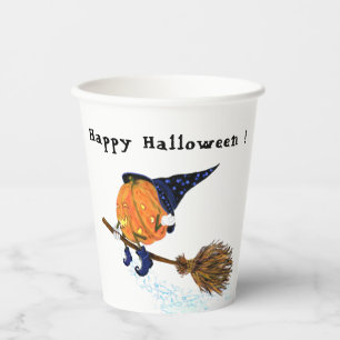 Gobelets En Papier Tasses en papier Halloween Sorcière Citrouille Vol