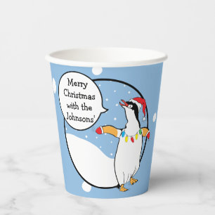 Gobelets En Papier Tasses en papier "Happy Penguin" 8 oz.