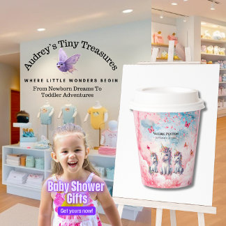 Gobelets En Papier Tasses en papier Licorne enchantée pour Baby Showe