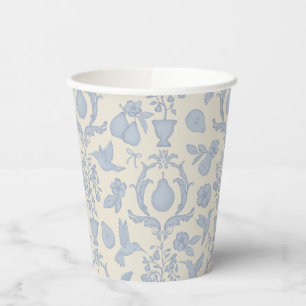 Gobelets En Papier Tasses en papier Mariage Fleur Bleu Parfait Poire