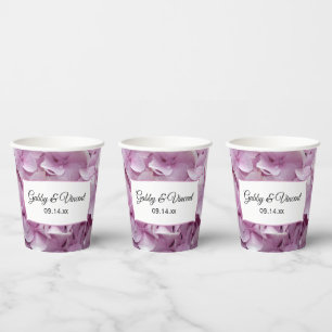 Gobelets En Papier Tasses en Papier Mariage Hortensias Rose Tendre