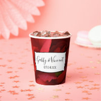 Tasses en papier mariage oeillet floral rouge