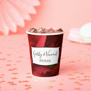 Gobelets En Papier Tasses en papier mariage oeillet floral rouge