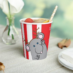 Gobelets En Papier Tasses en papier "Merry ChristMouse" 8 oz.