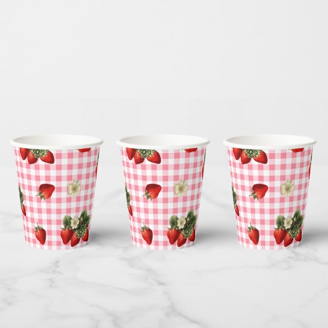 Gobelets En Papier Tasses en papier mignon gingembre rouge et fraise (Multi)