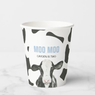 Gobelets En Papier Tasses en papier MOO MOO J'ai deux ans motif vache