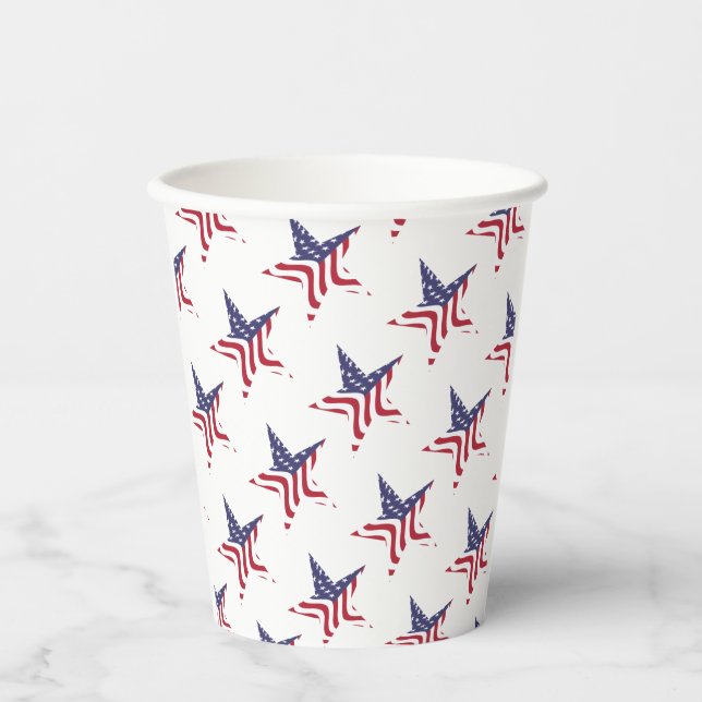 Gobelets En Papier Tasses en papier patriotiques étoile drapeau améri (Recto)