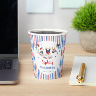 Gobelets En Papier Tasses en papier pour anniversaire de fille avec v