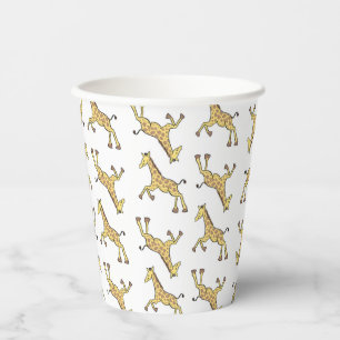 Gobelets En Papier Tasses en papier pour Baby Shower motif girafe mig