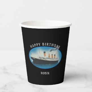 Gobelets En Papier Tasses en papier RMS Titanic noir d'anniversaire