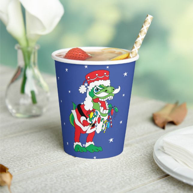 Gobelets En Papier Tasses en papier "TySantaSaurus Rex" 8 oz. (Insitu)