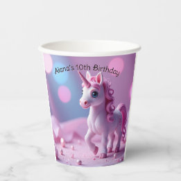 Gobelets En Papier Tasses en papier Unicorne rose