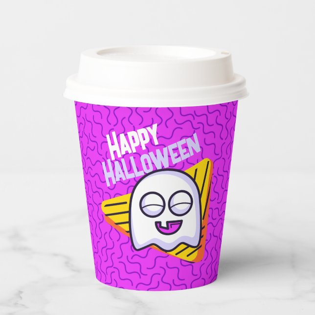 Gobelets En Papier Tasses Halloween fantôme effrayant - violet (Recto)