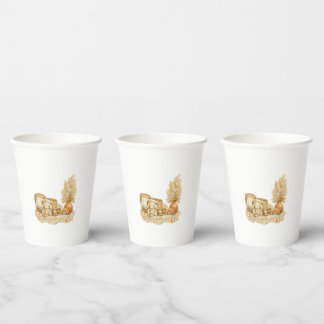 Gobelets En Papier Tasses simples pour Baby Shower Bohème aquarelle