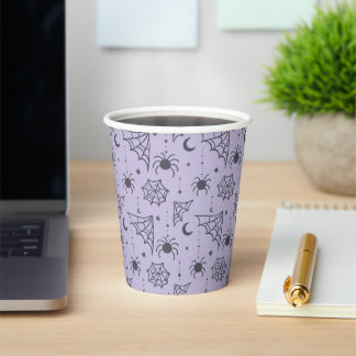 Gobelets En Papier Tasses violettes araignées et toiles