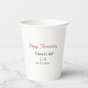 Gobelets En Papier Tchin 40 joyeux anniversaire orange vert nom date