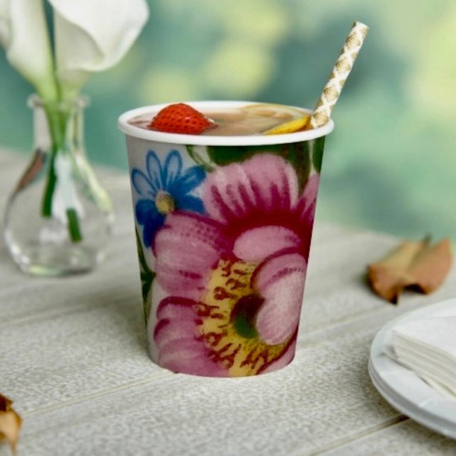 Gobelets En Papier Tea Cup Floral Bouquet Tasse en papier (Créateur téléchargé)