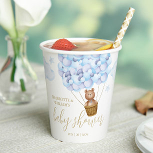 Gobelets En Papier Teddy Bear Bearly Wait Blue Boy Baby shower
