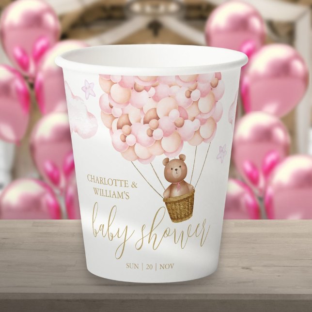 Gobelets En Papier Teddy Bear Bearly Wait Pink Girl Baby shower (Teddy Bear Bearly Wait Pink Girl Baby Shower Paper Cups)