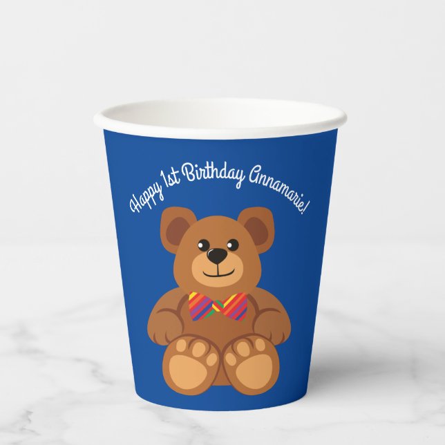 Gobelets En Papier Teddy Bear Rainbow Cute Kid's Birthday Party (Recto)
