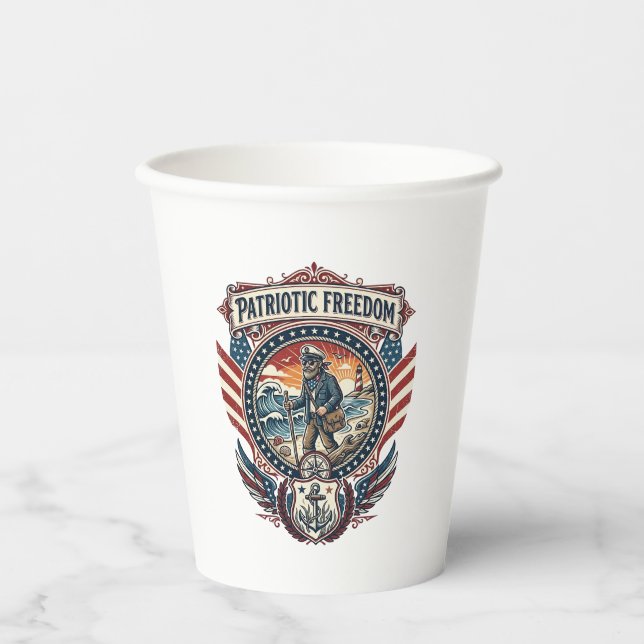 Gobelets En Papier Tee-shirt graphique vectoriel Patriotic Beachcombe (Recto)