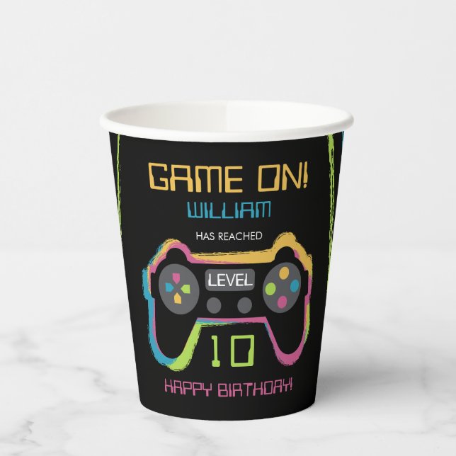 Gobelets En Papier Teen Gaming Gamer Video Game Player Birthday (Gauche)