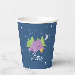 Gobelets En Papier Tente violette fête d'anniversaire de camping Glam