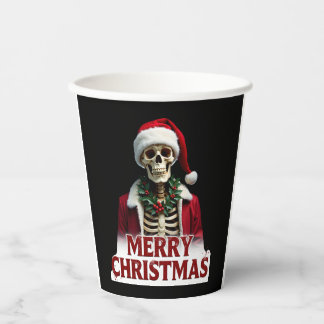 Gobelets En Papier Tenue squelette de Père Noël Crâne Noël drôle 