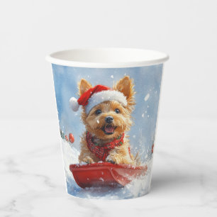 Gobelets En Papier Terrier Australien en Luge Laissez-le neiger Noël