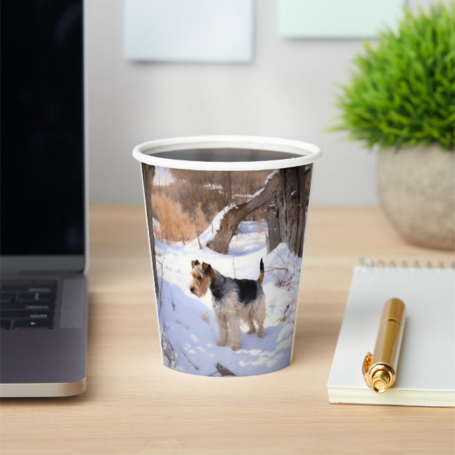 Gobelets En Papier Terrier Fox Wire Qu'il neige Noël  (Insitu)