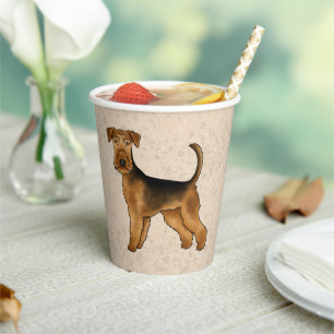Gobelets En Papier Tervueren Airedale Terrier Chien de Dessin Animé M