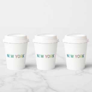 Gobelets En Papier Texte coloré de New York