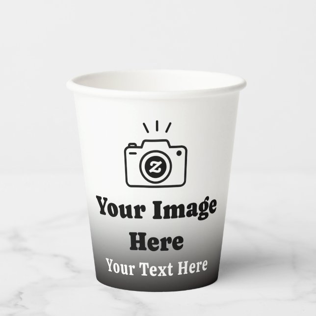 Gobelets En Papier Texte et image personnalisés avec dégradé  (Recto)