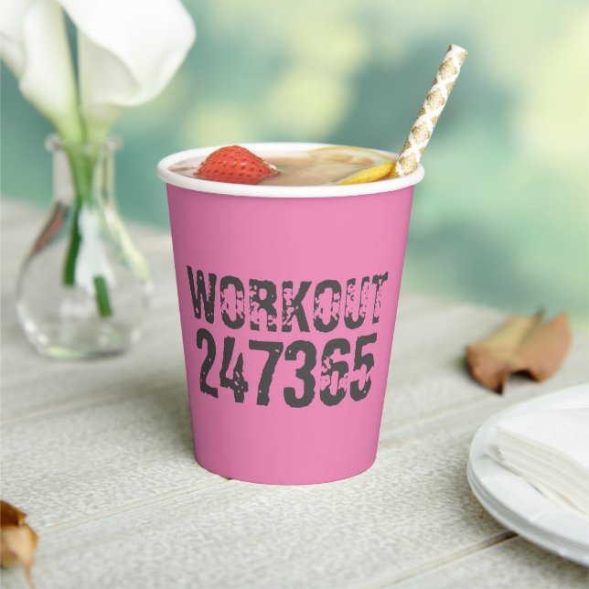 Gobelets En Papier Texte usé et rayé Workout 247365 rose (Insitu)