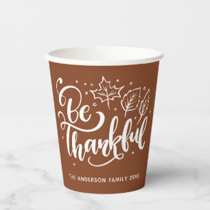 Gobelets En Papier Thanksgiving Be Thanksgiving Script Harvest Brown