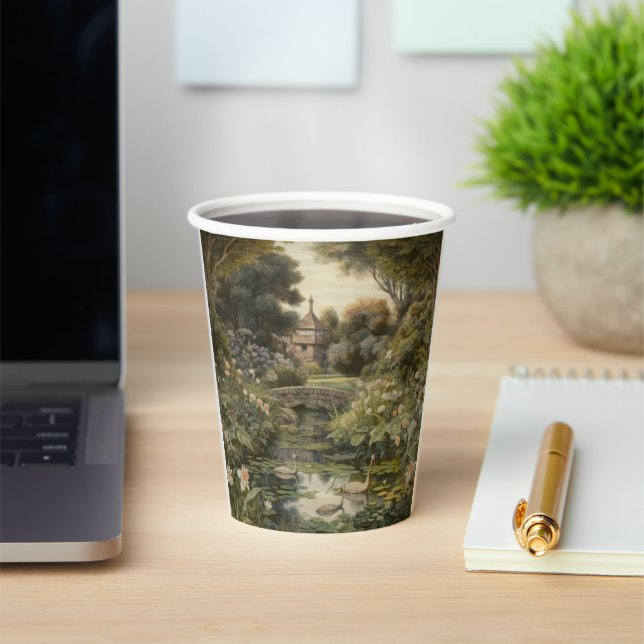 Gobelets En Papier Thé dansant de mariage à cygnes de jardin anglais  (Insitu)