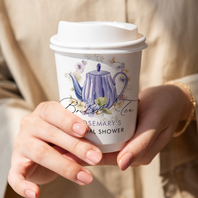 Gobelets En Papier Thé de Mariée Tasse Violet Théière Salle de Mariag (Créateur téléchargé)