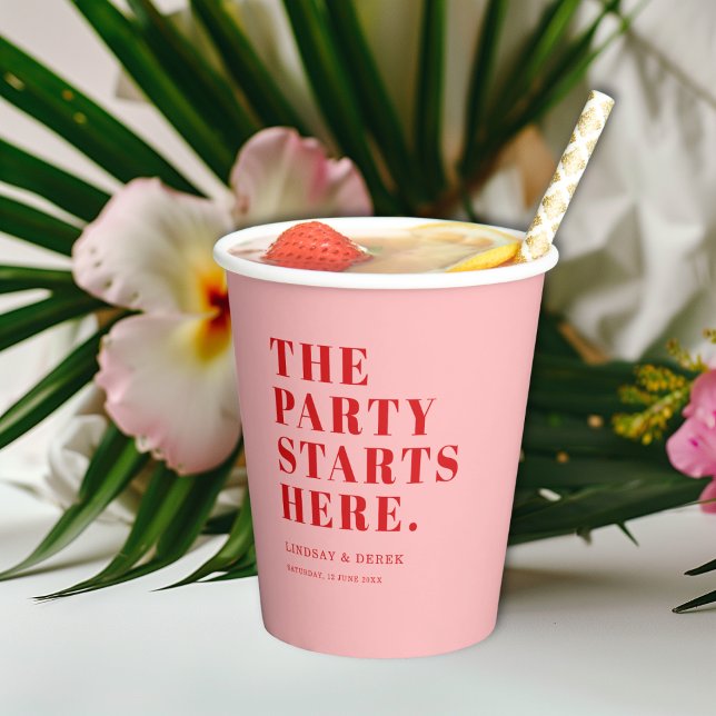 Gobelets En Papier The Party Stars Here! Bold Font Wedding (The Party Stars Here! Bold Font Wedding Paper Cups)