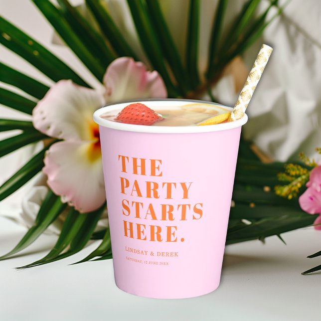 Gobelets En Papier The Party Stars Here! Bold Font Wedding (The Party Stars Here! Bold Font Wedding Paper Cups)
