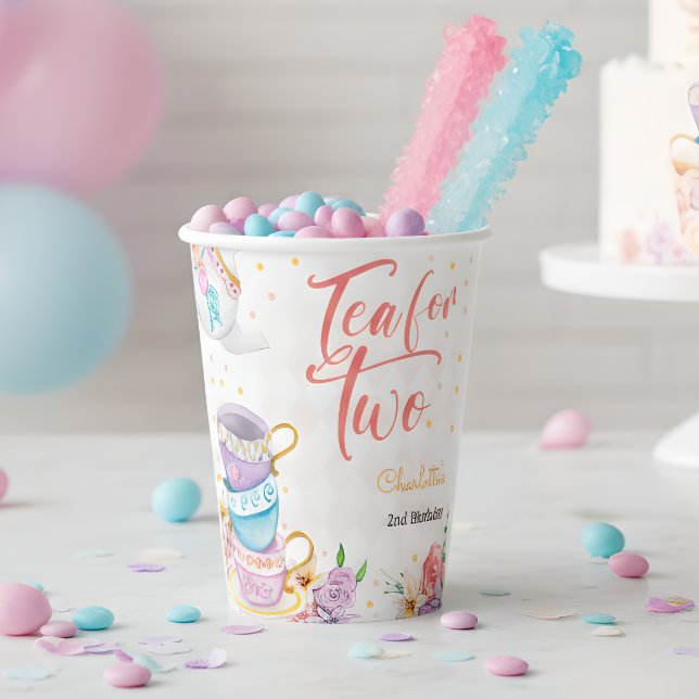 Gobelets En Papier Thé pour deux, anniversaire de thé (Créateur téléchargé)