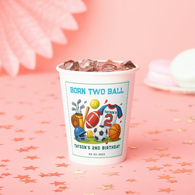 Gobelets En Papier Thème de fête d'anniversaire de 2 ans pour garçon  (Insitu)