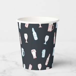 Gobelets En Papier Thème de fête de bière rustique dessiné à la main