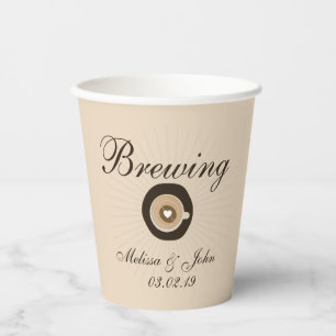 Gobelets En Papier Thème de mariage de café au lait pour une fête de