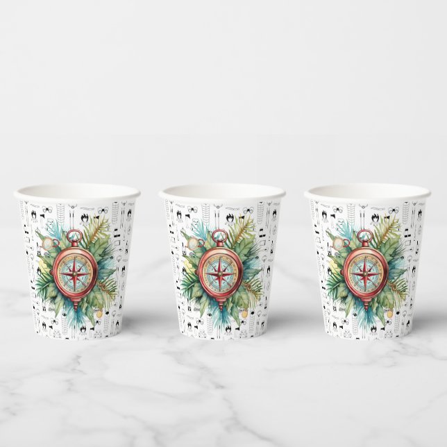 Gobelets En Papier Thème de Noël du camping (Multi)